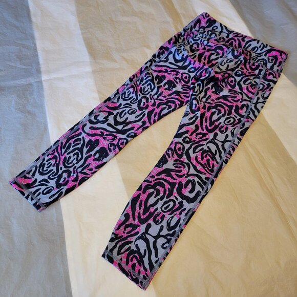 Under Armour Leggings Blue Pink Print Activewear Size Medium - Picture 3 of 8